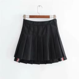 Retro American High Waist A-Line  Skirt Women's Summer Gingham Pleated Skirt Street Style Button Splice Pure Color