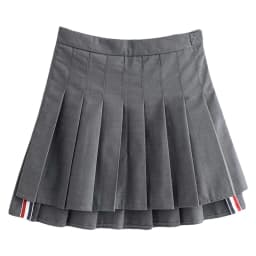 Retro American High Waist A-Line  Skirt Women's Summer Gingham Pleated Skirt Street Style Button Splice Pure Color