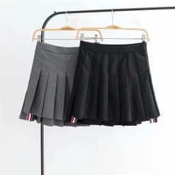 Retro American High Waist A-Line  Skirt Women's Summer Gingham Pleated Skirt Street Style Button Splice Pure Color