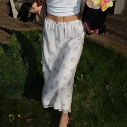 Linad Vintage Loose Print Long Skirts Woman 2026 Street Chic Mesh High Waist Straight Skirts Summer Casual Bows Skirt Female