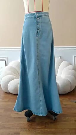 Denim Skirts Women Long Skirt A Line Single Breasted High Waist Jeans Vintage Maxi Simple Casual Elegant Splice Y2k Streetwear