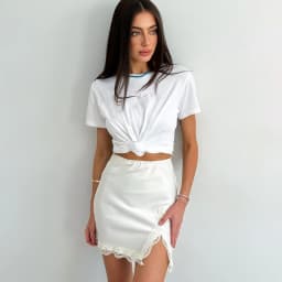 Linad Elegant Satin Embroidery Pencil Skirts Summer Sexy High Waist Split Mini Skirts For Women Fashion Slim Skirt Female 2025
