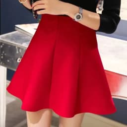 Women's High Waist Umbrella Skirt Pleated Elastic Pompon Skirt