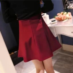 Women's High Waist Umbrella Skirt Pleated Elastic Pompon Skirt
