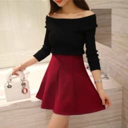 Women's High Waist Umbrella Skirt Pleated Elastic Pompon Skirt