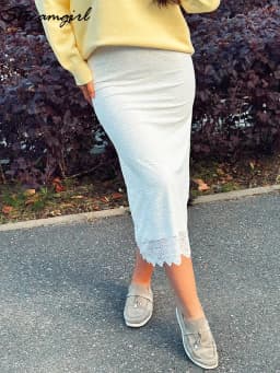 White Lace Skirt Maxi Bodycon Women Summer Office Wear Elegant Formal Skirts With Lace Lady Elastic Waist Lace Black Skirt Long