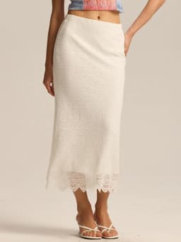 White Lace Skirt Maxi Bodycon Women Summer Office Wear Elegant Formal Skirts With Lace Lady Elastic Waist Lace Black Skirt Long