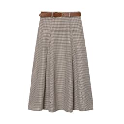 Winter New Women's Checkered Midi Skirt with Belt Half-length Cowl Neck Design Commute Style High Waist Loose Fit A-Line Skirt