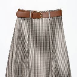 Winter New Women's Checkered Midi Skirt with Belt Half-length Cowl Neck Design Commute Style High Waist Loose Fit A-Line Skirt