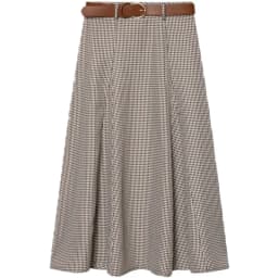 Winter New Women's Checkered Midi Skirt with Belt Half-length Cowl Neck Design Commute Style High Waist Loose Fit A-Line Skirt