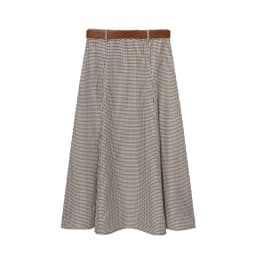 Winter New Women's Checkered Midi Skirt with Belt Half-length Cowl Neck Design Commute Style High Waist Loose Fit A-Line Skirt
