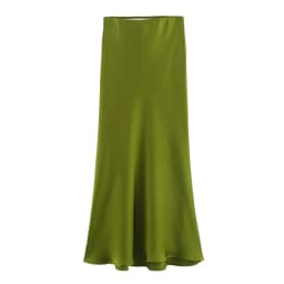 2024 New Women's European And American Style Fashion Silk Satin Texture High Waist Skirt Street Style Elegant Mid-length Skirt