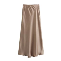 2024 New Women's European And American Style Fashion Silk Satin Texture High Waist Skirt Street Style Elegant Mid-length Skirt