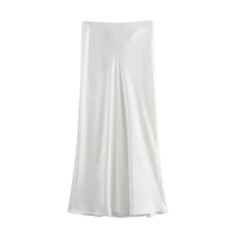 2024 New Women's European And American Style Fashion Silk Satin Texture High Waist Skirt Street Style Elegant Mid-length Skirt
