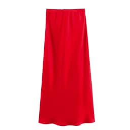 2024 New Women's European And American Style Fashion Silk Satin Texture High Waist Skirt Street Style Elegant Mid-length Skirt