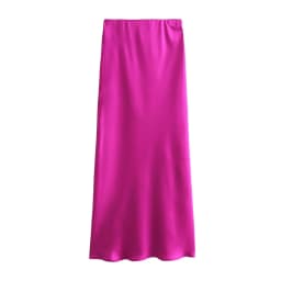 2024 New Women's European And American Style Fashion Silk Satin Texture High Waist Skirt Street Style Elegant Mid-length Skirt