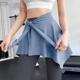 Lightweight Solid Color Yoga Tennis Skirt Women Tie Up Wrap Hip Covering Asymmetrical Scarf Skirt for Workout Running