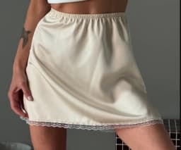 Vintage Women E-girl Korean Mini Skirt Elastic Waist Lace Trim Satin Skirt Summer Skirt Streetwear for Casual Daily