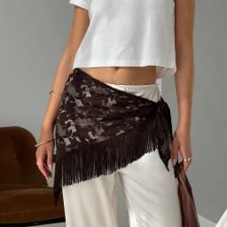 Womens Y2k Tie Waist Tassel Belt White Lace Mini Skirts Fashion Tie Waist Solid Color Wrap Skirts Korean Fashion Streetwear