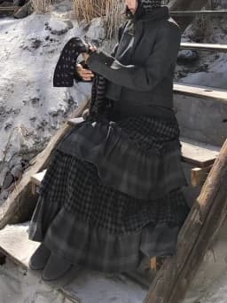 Japanese Style Vintage Puffy Cake Skirt Women Sweet Plaid Patchwork Ruched A-line Midi Skirts Harajuku Aesthetic Casual Clothing