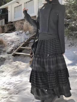 Japanese Style Vintage Puffy Cake Skirt Women Sweet Plaid Patchwork Ruched A-line Midi Skirts Harajuku Aesthetic Casual Clothing