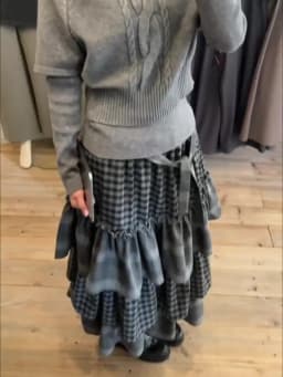 Japanese Style Vintage Puffy Cake Skirt Women Sweet Plaid Patchwork Ruched A-line Midi Skirts Harajuku Aesthetic Casual Clothing