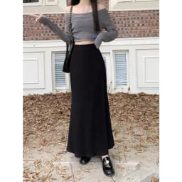 Elegant Black Dress 2024 Spring Fashion Tailored Fish Tail Skirt Stylish Petite Women Goddess Style Polyester O Shape