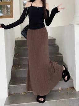 Elegant Black Dress 2024 Spring Fashion Tailored Fish Tail Skirt Stylish Petite Women Goddess Style Polyester O Shape