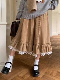 Spring Sweet Cute Long Skirt Women Vintage Preppy Style Lace Patchwork Kawaii Skirts Japan Retro Casual Lady Elegant Long Skirts