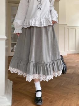 Spring Sweet Cute Long Skirt Women Vintage Preppy Style Lace Patchwork Kawaii Skirts Japan Retro Casual Lady Elegant Long Skirts