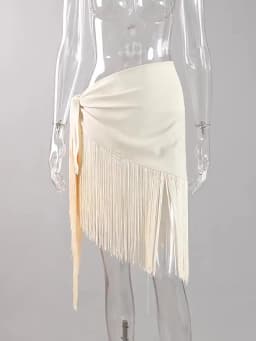 2026 Spring Summer New Arrival Women Fashion Tassel Tie Mini Skirt European Design Elegant Chic Trendy Versatile Boho Hot Daily