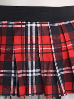 Womens Schoolgirl Role Play Mini Skirt with Garters Pleated Plaid Layer Tulle Lining Elastic Waistband Skirts Nightclub Lingerie