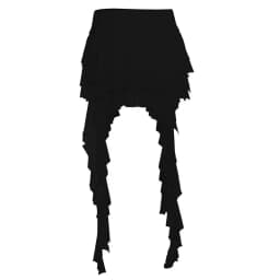 SylCue Ruched Elegant Mini Skirts Women Y2K Sweet Style Elastic Waist Ruffles Tassel Street Fashion Trend Solid Classic Outfits