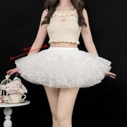 Sweet Lolita Jumper Skirt 35cm Short Length for Cute Look, 4-Layer Soft Tulle Cloud Petticoat, Boneless Support for Kawaii Style