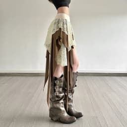 Hotsweet Girl Lace Fringe Skirt Y2k Aesthetic Cyber Grunge Irregular Mini Skirt Women 90s Vintage Fairy Coquette Short Skirt