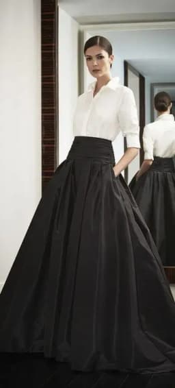Fashion A-Line Women's Skirts High Waist Zipper Ruffle Maxi Floor-Length Custom Made Formal Party Skirts