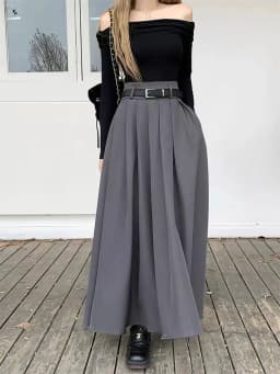Women High Waist Jupe Korean Pleating Swing Skirt Vintage Fashion 2024 Spring Office Falda Holiday Loose Solid Long Skirt