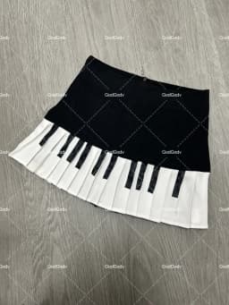 American Vintage Black White Piano Keys Skirts Y2k Slim Waist Ruched A-line Skirt Women 2026 Summer New Korea Style Chic Mujer