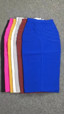 9 Colors Women Elegant Over Knee Bodycon Bandage Skirts Top Quality Elastic High Waist Office Lady Pencil Skirts High Street