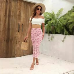 2025 Flower Print Midi Skirt High Waist Long Skirts For Women Vintage Streetwear Skirt Summer Elegant Women's Skirts