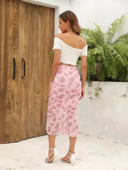 2025 Flower Print Midi Skirt High Waist Long Skirts For Women Vintage Streetwear Skirt Summer Elegant Women's Skirts