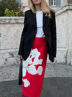 HH Summer Female Elegant Skirt Print Mid-Waist Causal Holiday Style Straight Slit Zipper A-Line Fashion Retro Skirts