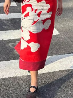 HH Summer Female Elegant Skirt Print Mid-Waist Causal Holiday Style Straight Slit Zipper A-Line Fashion Retro Skirts