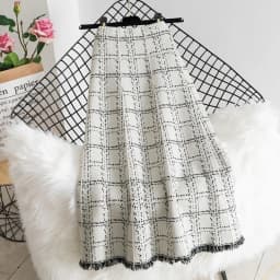 Autumn Winter Ladies Leisure Knitted Skirt Female Fashion Tassels Maxi Skirt Korean Women High Waist Lattice Long Skirts   ﻿