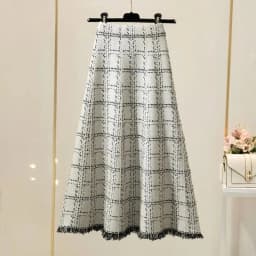 Autumn Winter Ladies Leisure Knitted Skirt Female Fashion Tassels Maxi Skirt Korean Women High Waist Lattice Long Skirts   ﻿