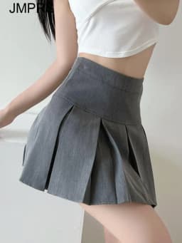 Jmprs High Waist Women Pleated Skirt Summer Fashion Jk Mini Skirts Korean School Uniform Black Grey Zipper Slim Girls Skirt