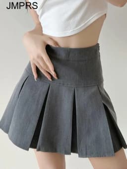 Jmprs High Waist Women Pleated Skirt Summer Fashion Jk Mini Skirts Korean School Uniform Black Grey Zipper Slim Girls Skirt