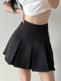 Jmprs High Waist Women Pleated Skirt Summer Fashion Jk Mini Skirts Korean School Uniform Black Grey Zipper Slim Girls Skirt