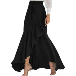 Irregular Ruffle Hem Sexy Skirt For Women Elegant Summer Wrapped Hip Fishtail Skirt High Waistband Solid Color Flowy Skirt