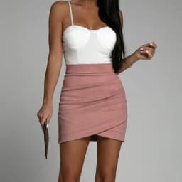 Sexy Slim Fit Suede Mini Skirt Woman Fashion Streetwear High Waist Pleated Bodycon Skirt Ladies Zipper Irregular Short Skirts